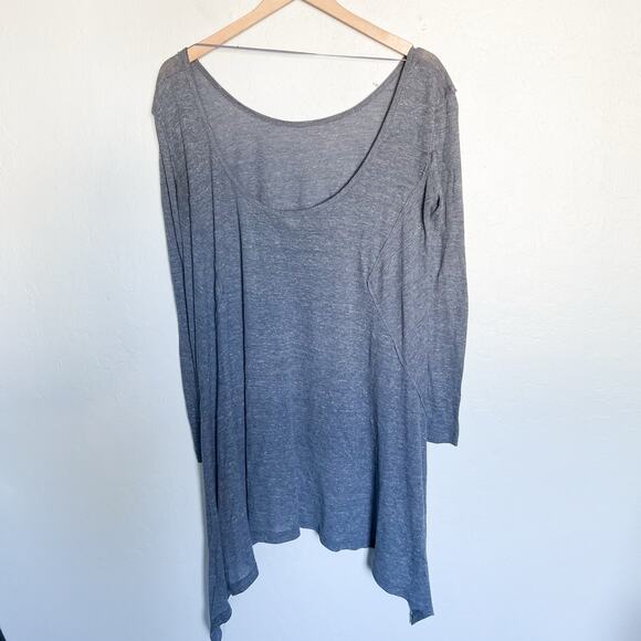 Free People Tunic Top Small Lightweight Waffle Long Sleeve Low Back Gray - Picture 8 of 12